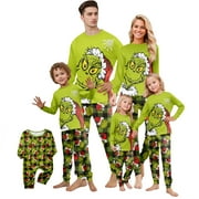 TFNDATNH Grinch Family Christmas Pajamas Matching Sets, 2 Pcs Merry Grinchmas Christmas Pjs Matching Sets, Grinch Christmas Pajamas for Family Dad Mon Kids Baby