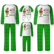 GUVPEV Grinch Family Christmas Pajamas Matching Sets, 2 Pcs Merry Grinchmas Christmas Pjs Matching Sets, Grinch Christmas Pajamas for Family Dad Mon Kids Baby