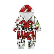 DEFTMENTKINGEN Greeinch Family Christmas Pjs Matching Sets, Merry Christmas Pajamas Parent-Christmas Printed Parent Hooded Zip One-Piece Homewear Greeinch Pjs Xmas, Green Furry Monster Pajamas for Adults & Kids