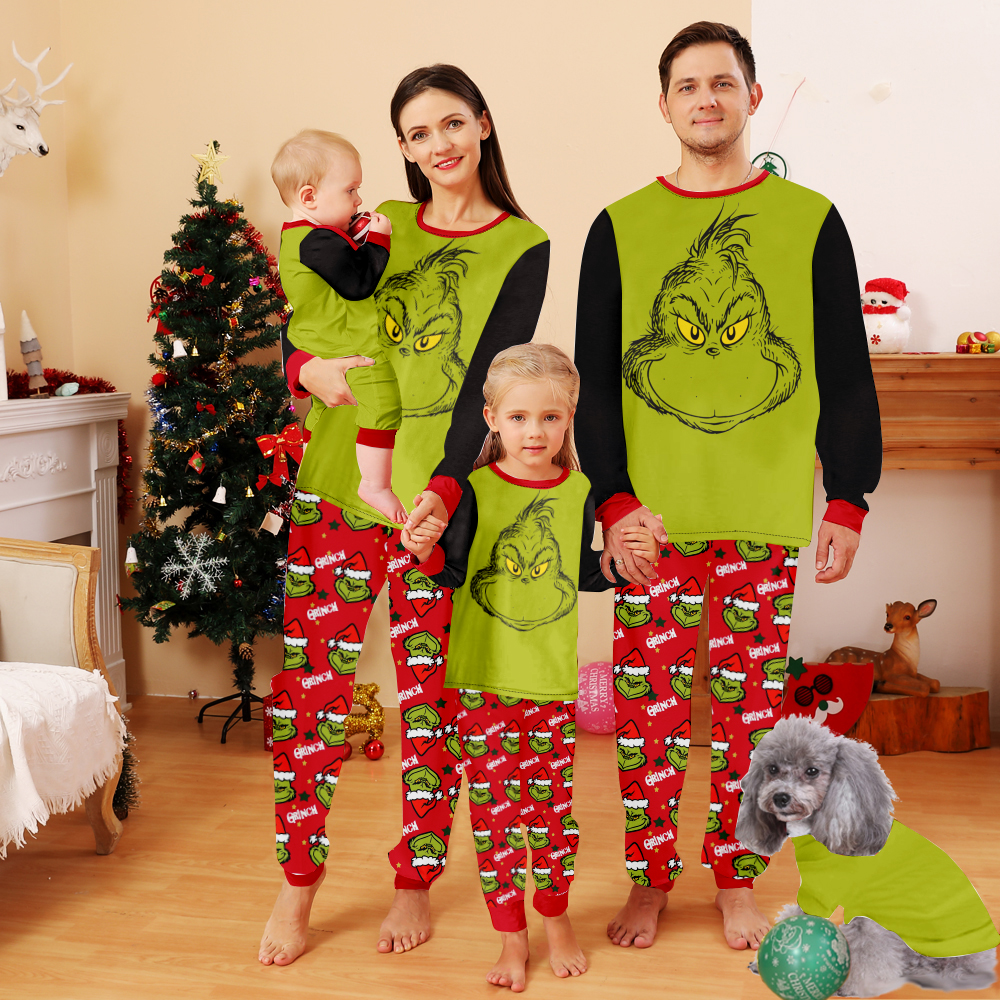 Grinch Family Christmas Pyjamas Set Grinch Matching Christmas Pjs for