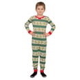 thumbnail image 1 of MJC Family Christmas Green and White Kids Pajama Union Suit, 1-Pack, 1 of 3