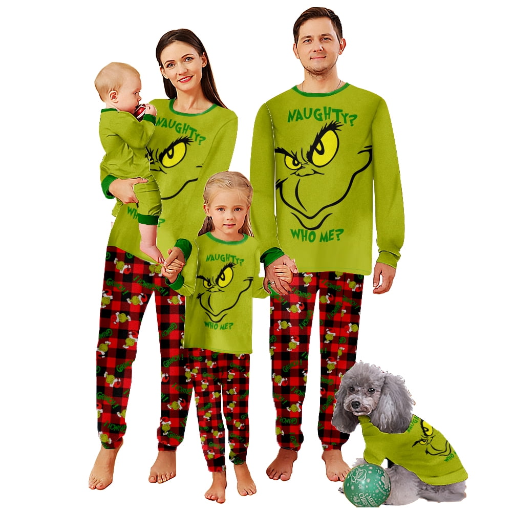 Grinch Family Matching Christmas Pajamas Set Adult And Kids Sleepwear ...
