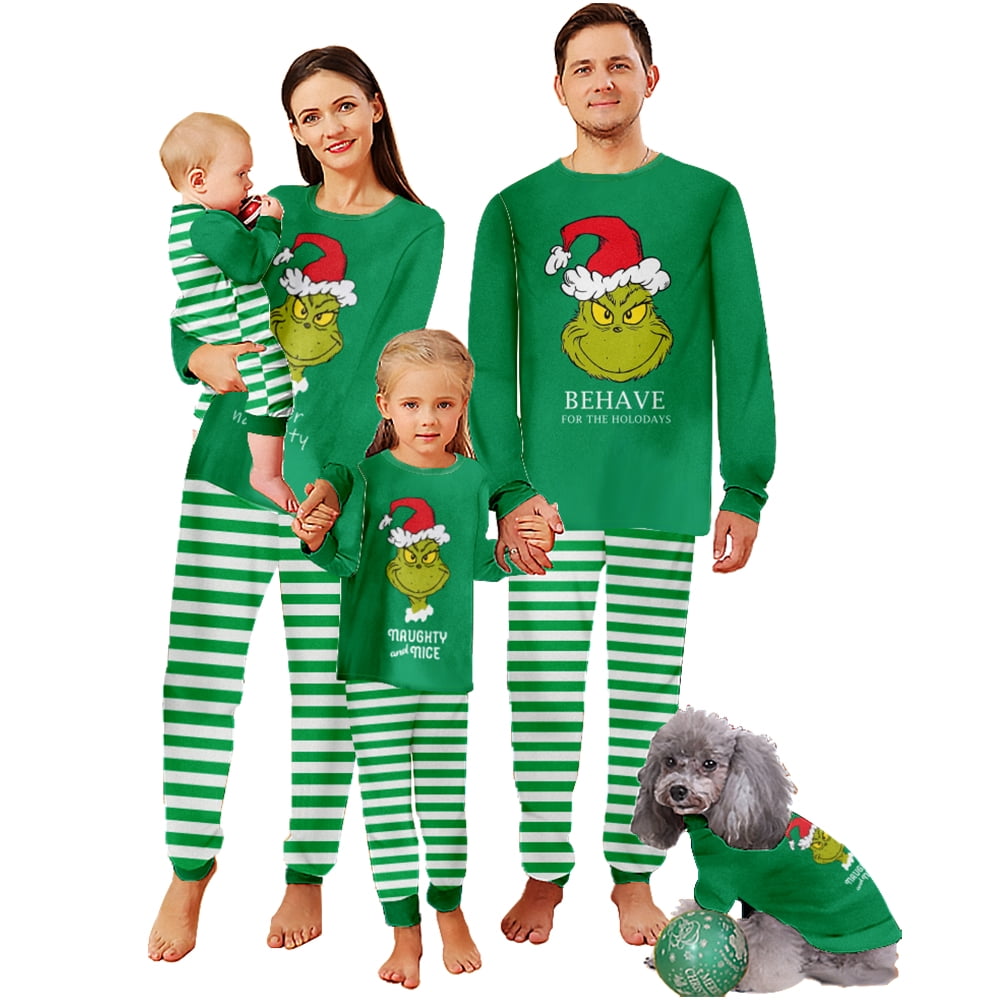 Grinch Family Matching Christmas Pajamas Set Adult And Kids Xmas