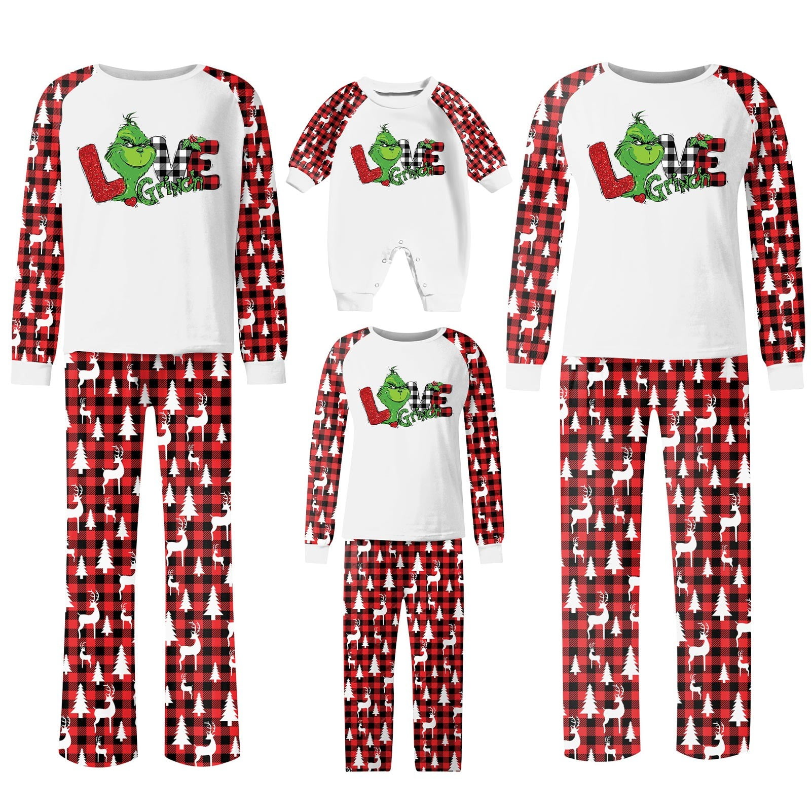 Grinch Family Matching Christmas Pajamas Set Women Baby Kids Sleepwear