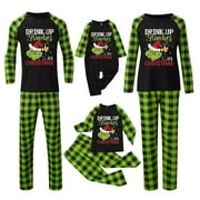 GUVPEV Onlypjs Grinch Family Christmas Pajamas Matching Sets, 2 Pcs Merry Grinchmas Christmas Pjs Matching Sets, Grinch Christmas Pajamas for Family Dad Mon Kids Baby