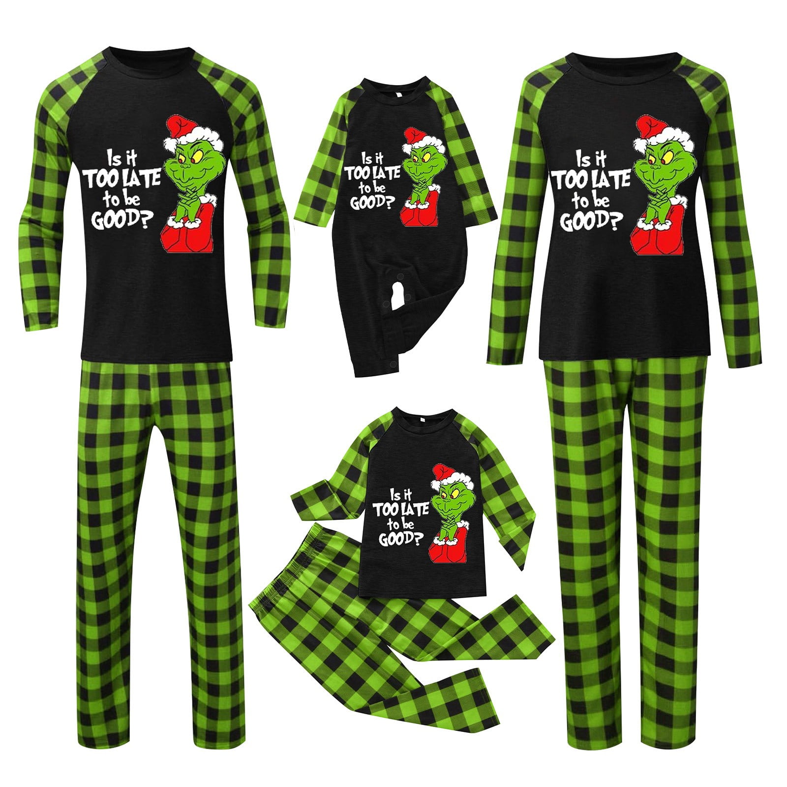 Onlypjs Grinch Family Matching Christmas Pajamas Sets, 2 Pcs Merry