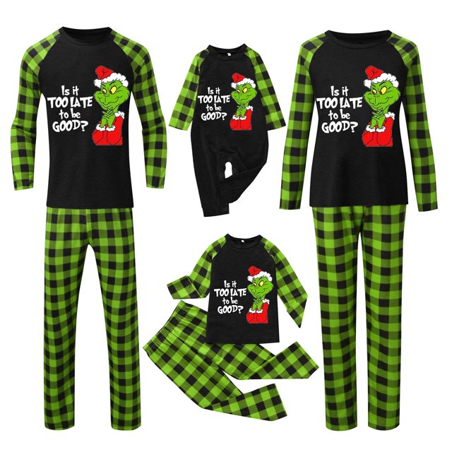 Onlypjs Grinch Family Matching Christmas Pajamas Sets, 2 Pcs Merry
