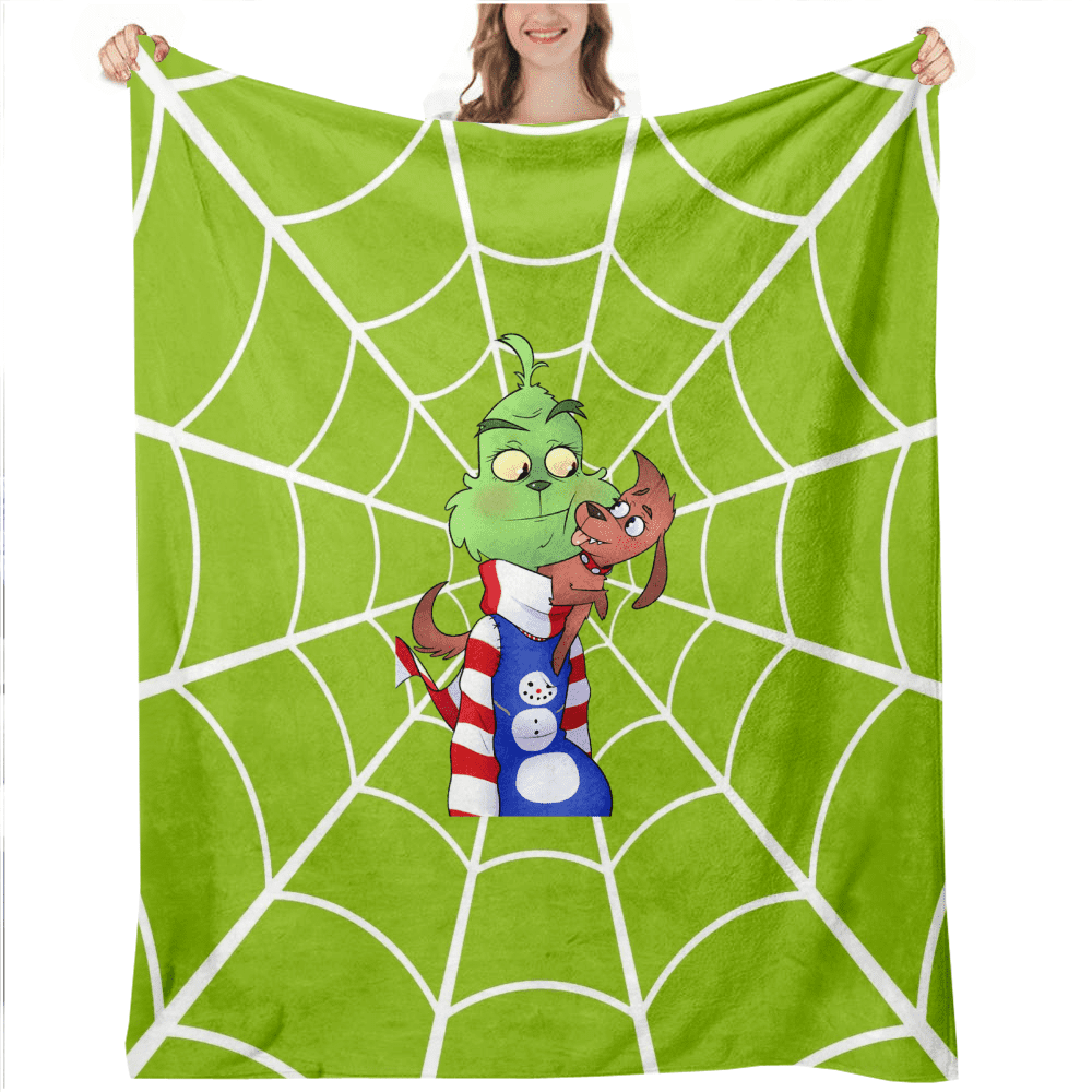 Grinch Flannel Fleece Blanket Throws for Couch,Soft Blankets,59x79''4