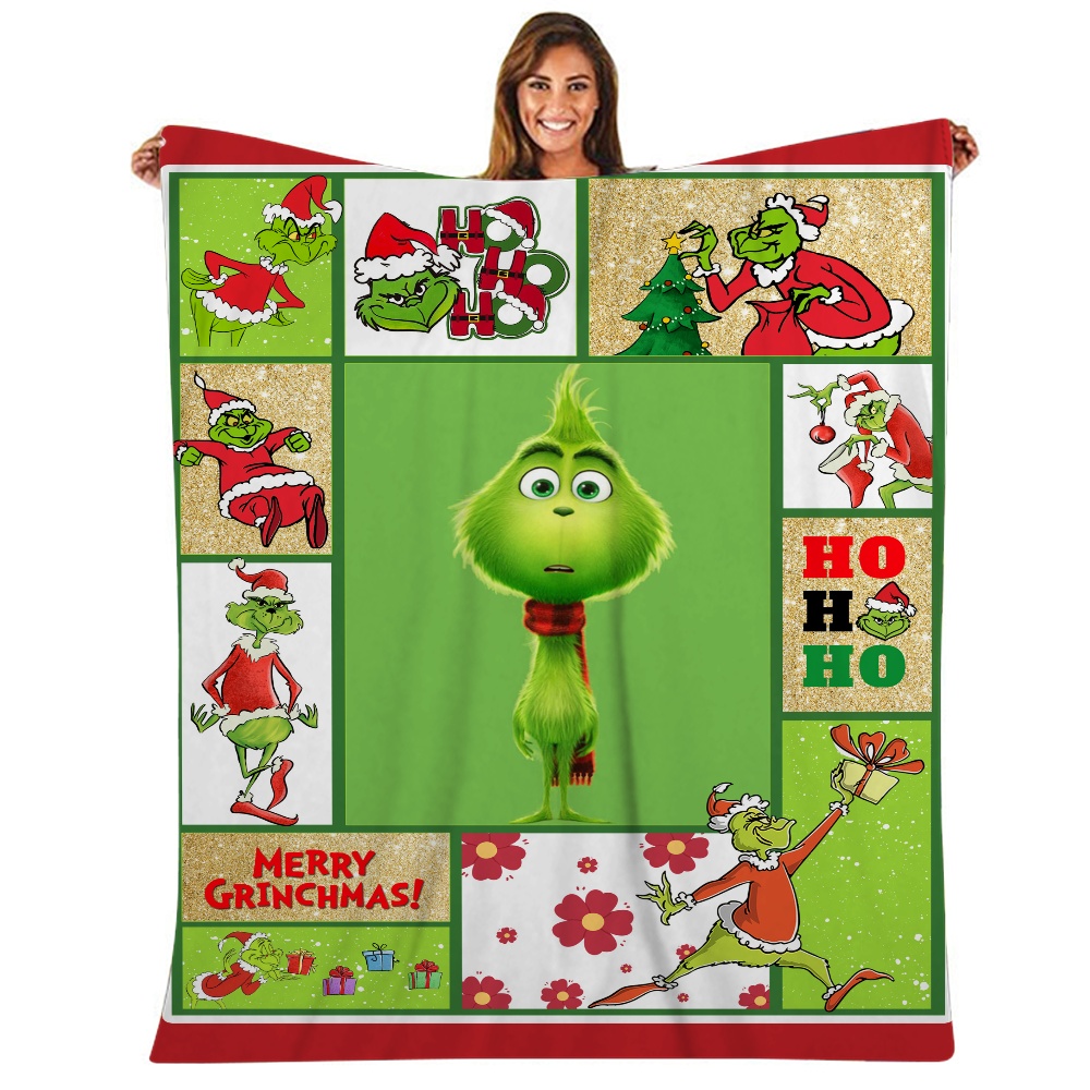 Grinch Flannel Throw Blankets Portable Beds Sofa Summer Bed Throw Cover grinch-flannel-throw-blankets-portable-beds-sofa-summer-bed-throw-cover