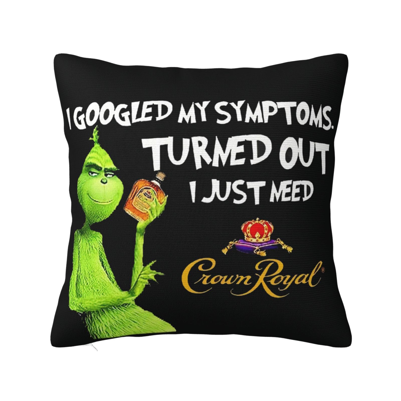 Grinch I Googled My Symptoms Throw Pillow Covers 24x24 Inch Square Grinch i googled my symptoms throw pillow covers 24x24 inch square