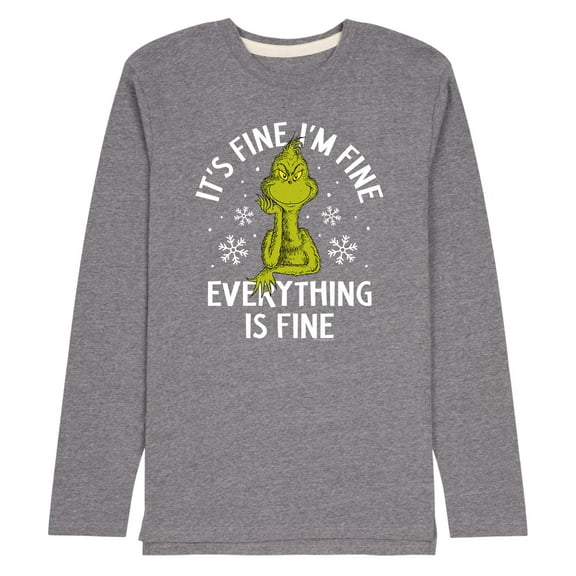 Dr. Seuss - Grinch Everything is Fine - Men's Long Sleeve Jersey Tee