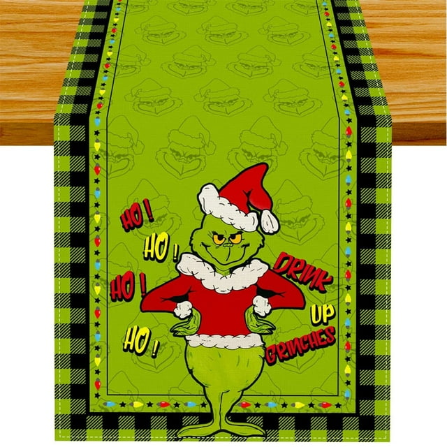 Grinch Linen Table Cloth Grinch Merry Grinchmas Winter Christmas Table