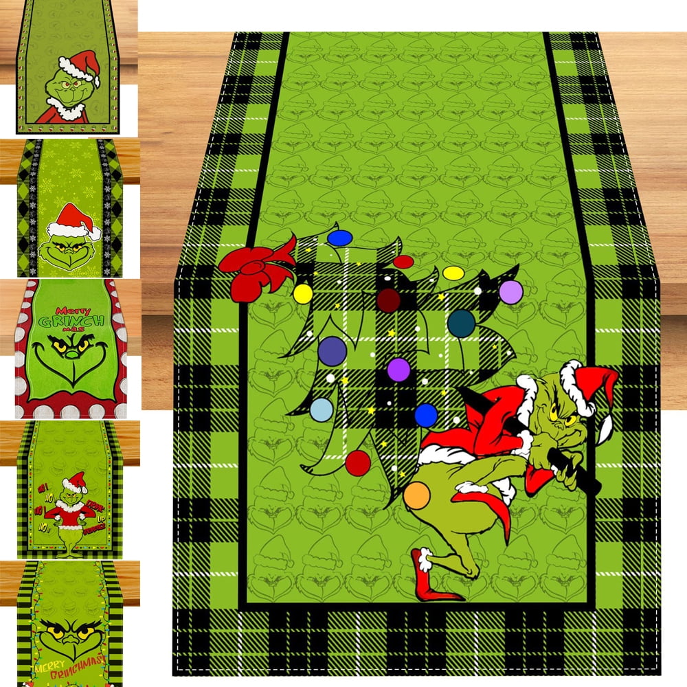 Grinch Linen Table Cloth Grinch Merry Grinchmas Winter Christmas Table