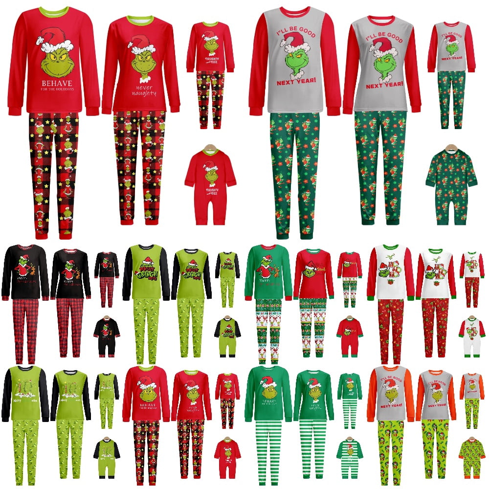 Grinch Matching Family Christmas Xmas Matching Pjs for Adults Holiday ...