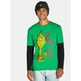 thumbnail image 1 of Grinch, Men's & Big Men's Long Sleeve Graphic Tee Shirt and Beanie Hat Set, Sizes XS-3XL, 1 of 6