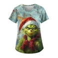 Grinch Monster Grinch Tops Festive Christmas Scrub Top for Women V