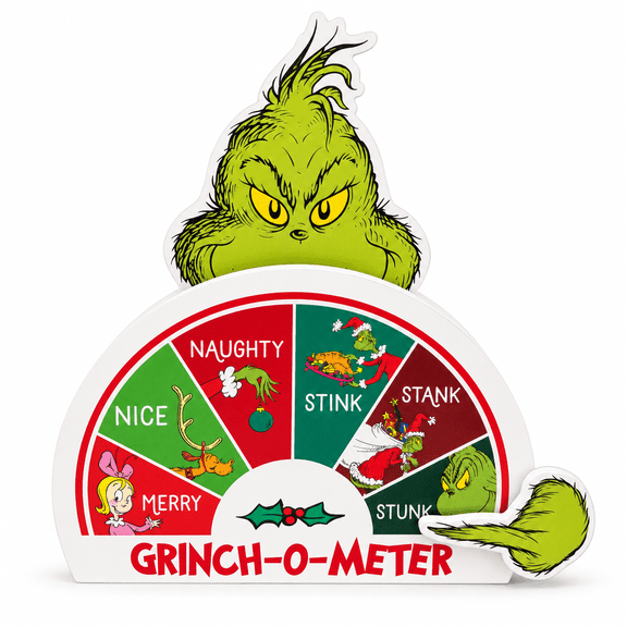 Grinch-O-Meter Naughty or Nice Character Christmas Tabletop Decor, 10 in