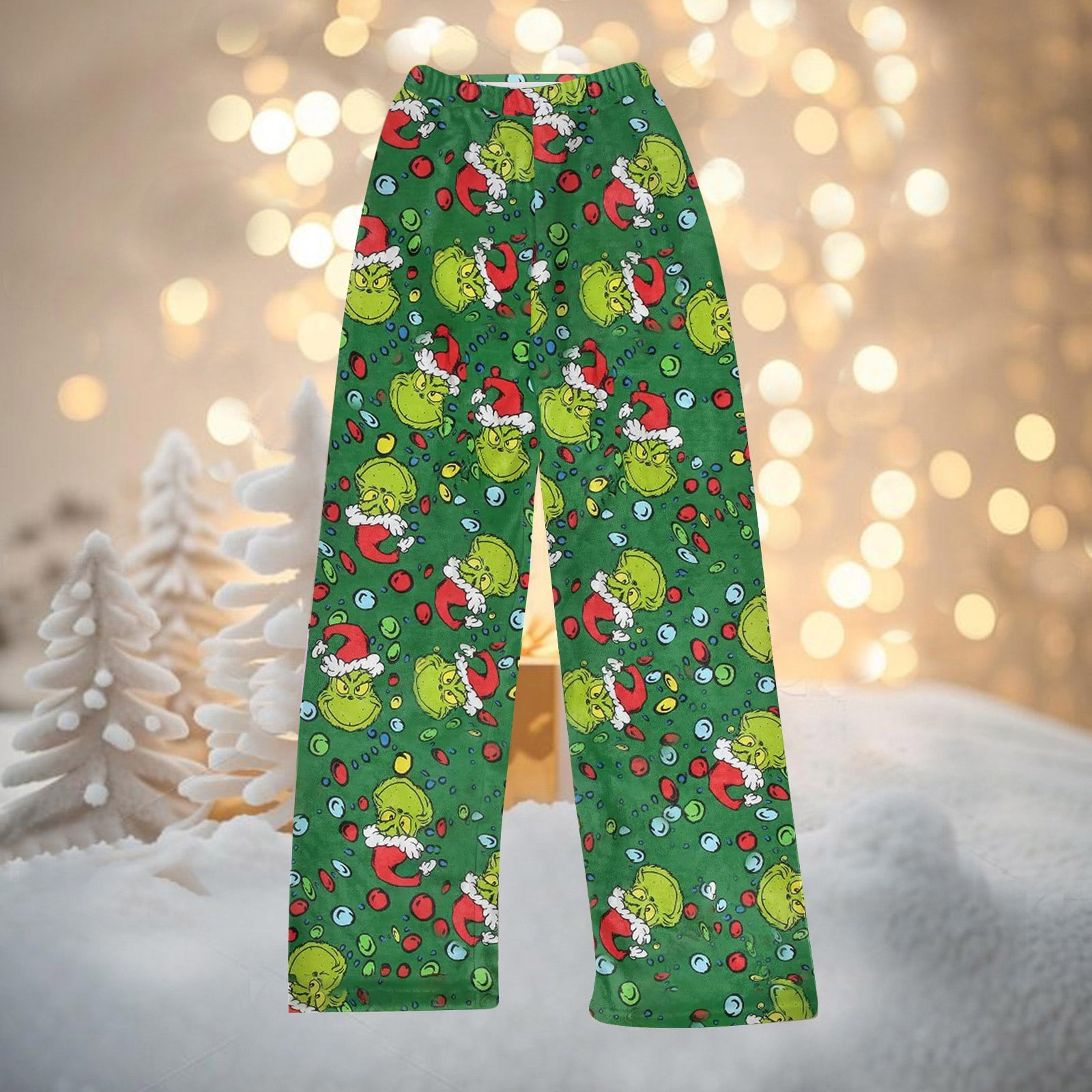 grinch fuzzy pajama bottoms
