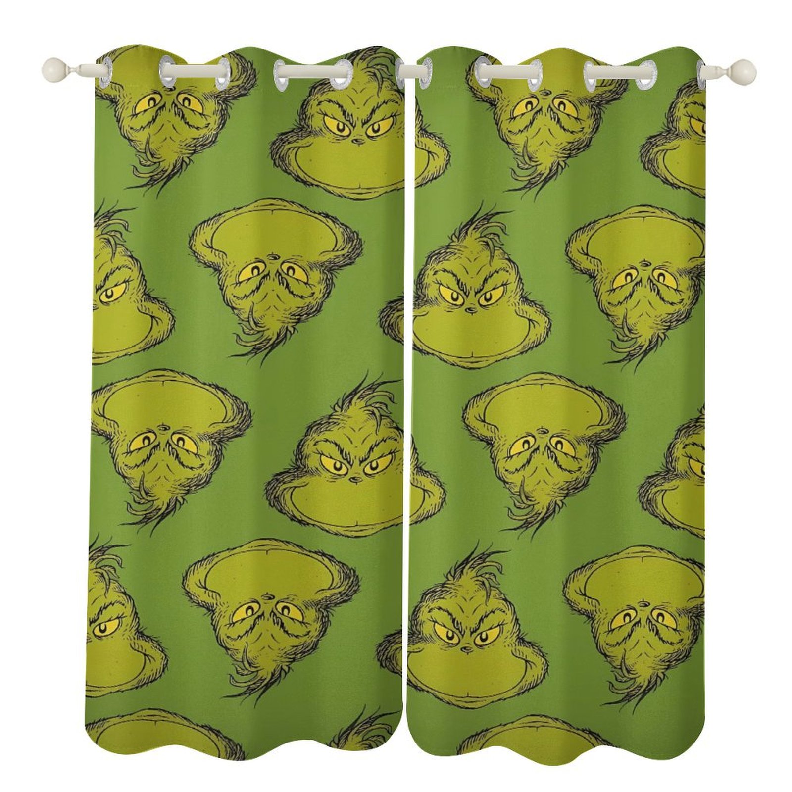 Grinch Perforated Curtain Blackout Curtains Decorative Apartment ...