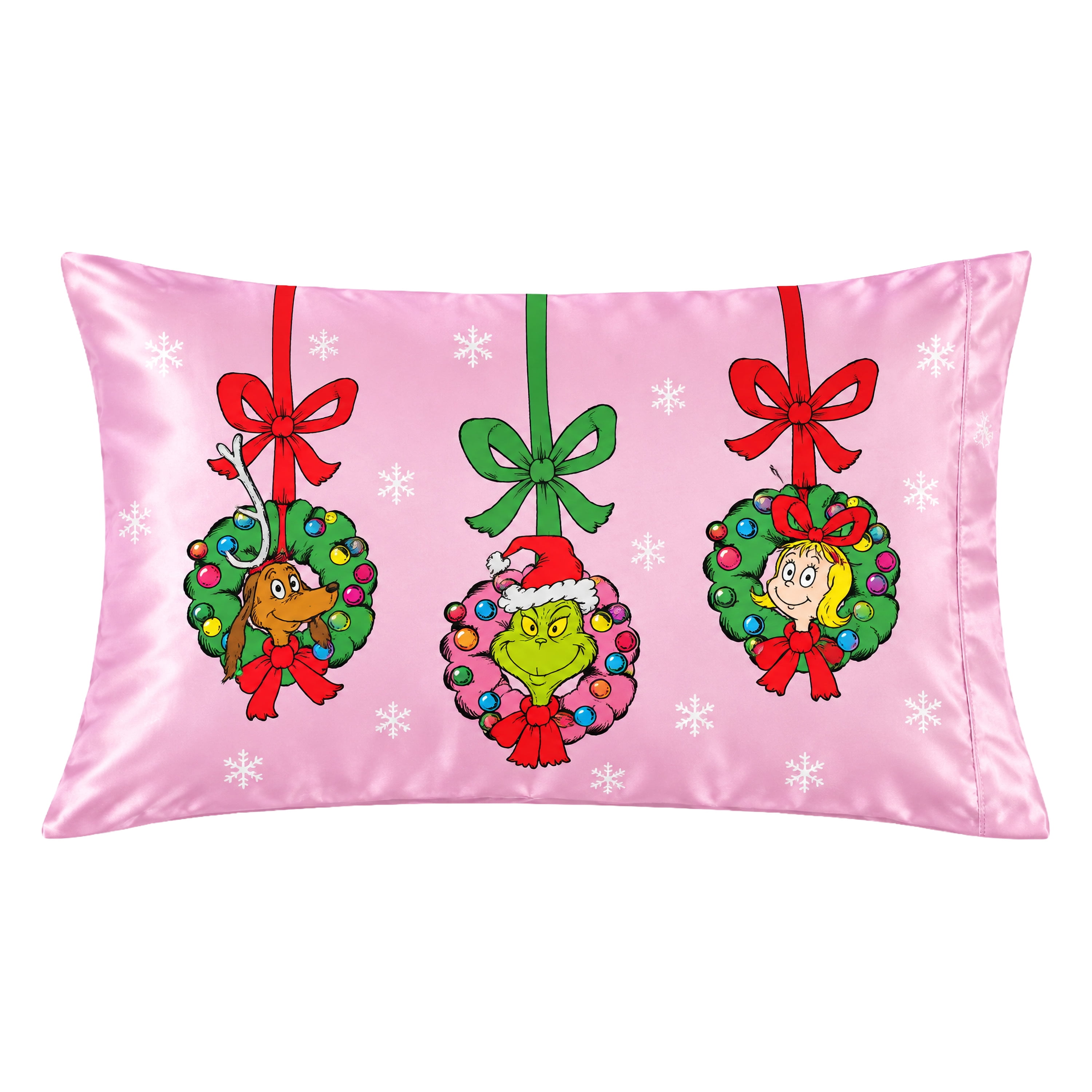 Grinch Pink Reversible Silky Satin Pillowcase, Standard Size, 1-Pack