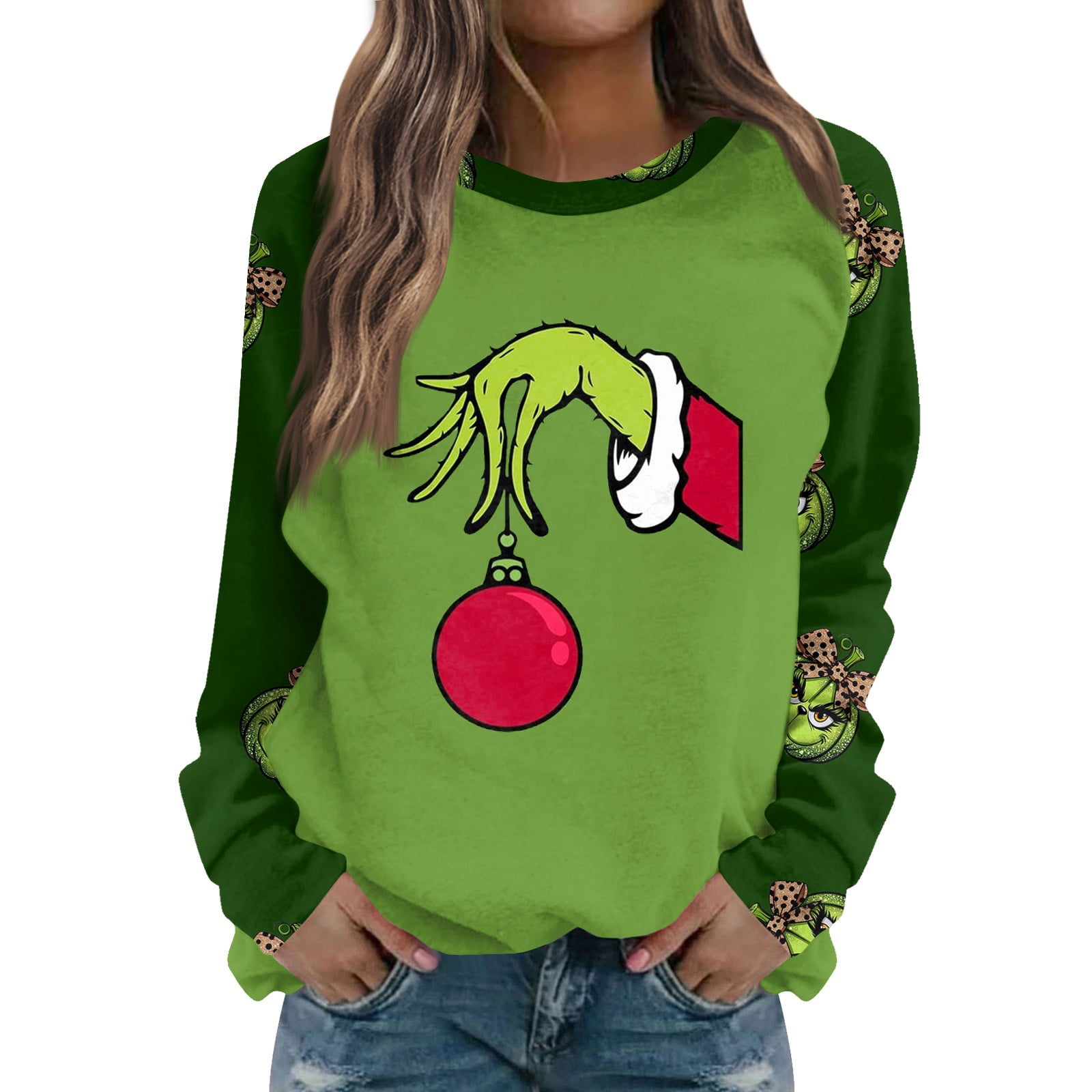 Yihaojia Women's Long Sleeve Casual Top – Halloween Print Pullover Blouse, Round Neck (2025 Casual Wear) - View #10