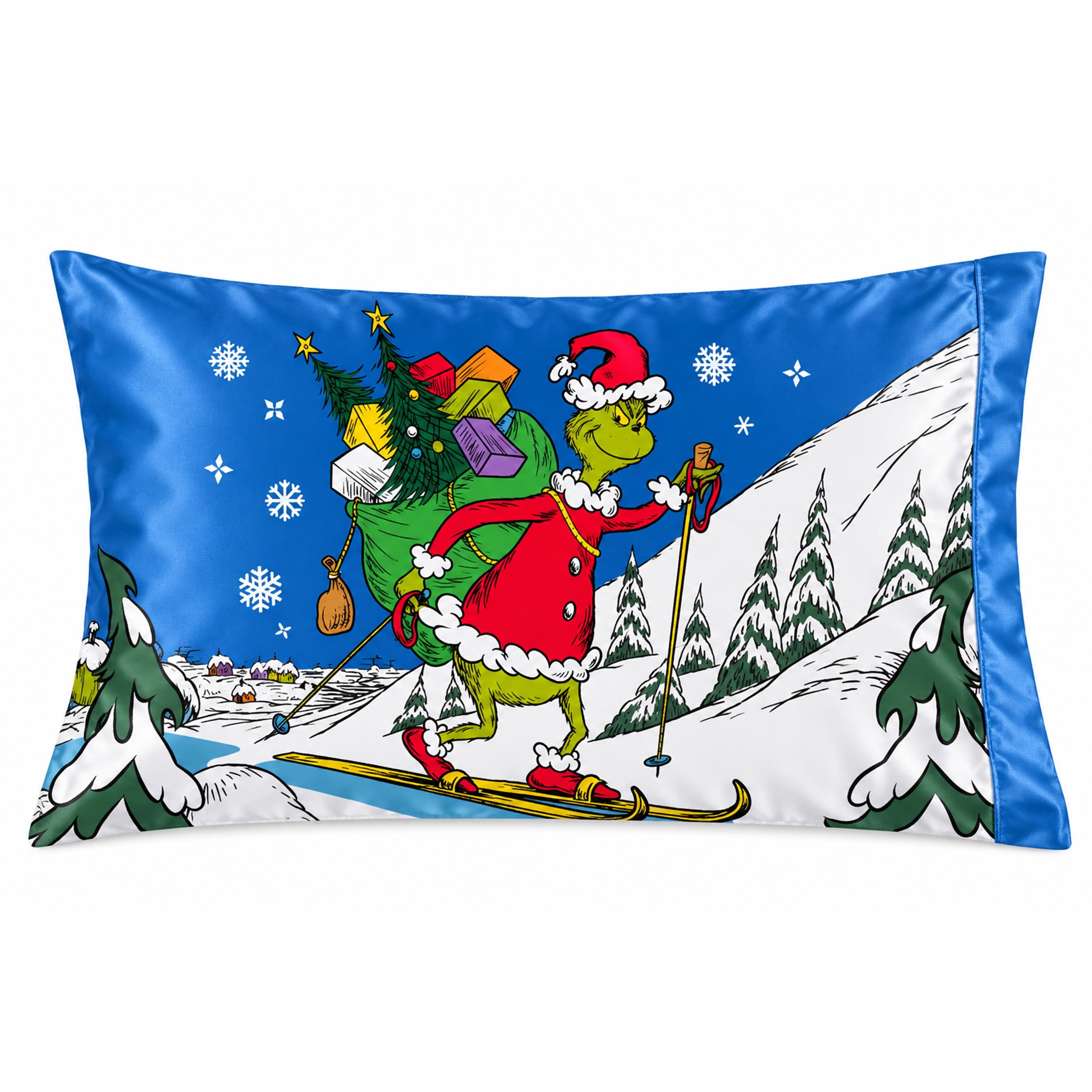 Grinch Reversible Silky Satin Pillowcase, Standard Size, 1-Pack