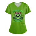 thumbnail image 1 of Grinch Shirt,Christmas Shirt,Grinch Costume,Ladies' Fashion V-Neck Short Sleeve Work Coat with Pockets Christmas Grinch Print Nurse Dress-Multicolor-M, 1 of 3
