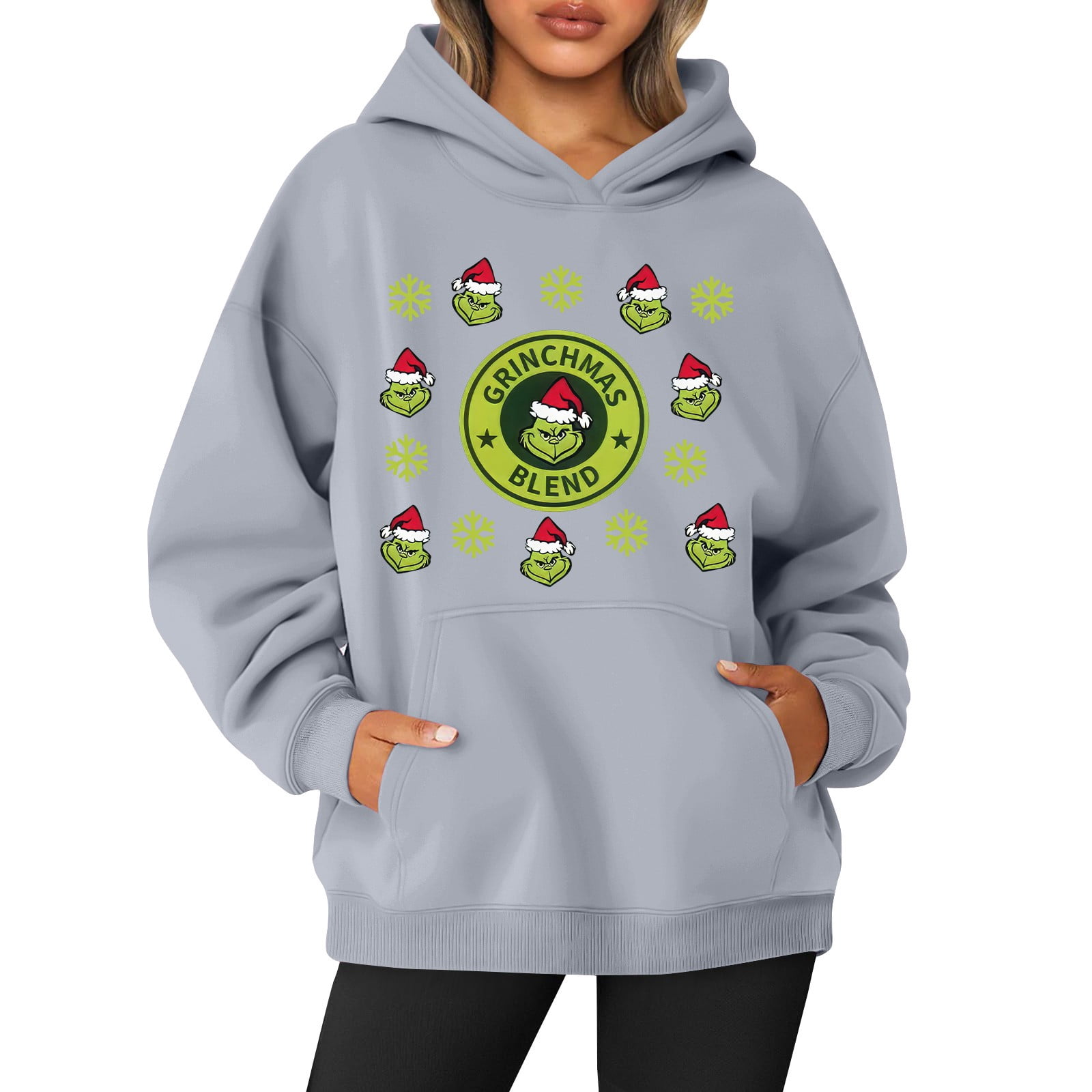 Grinch Shirt Grinch Sweatshirt Women's Round Neck Long Sleeve Floral