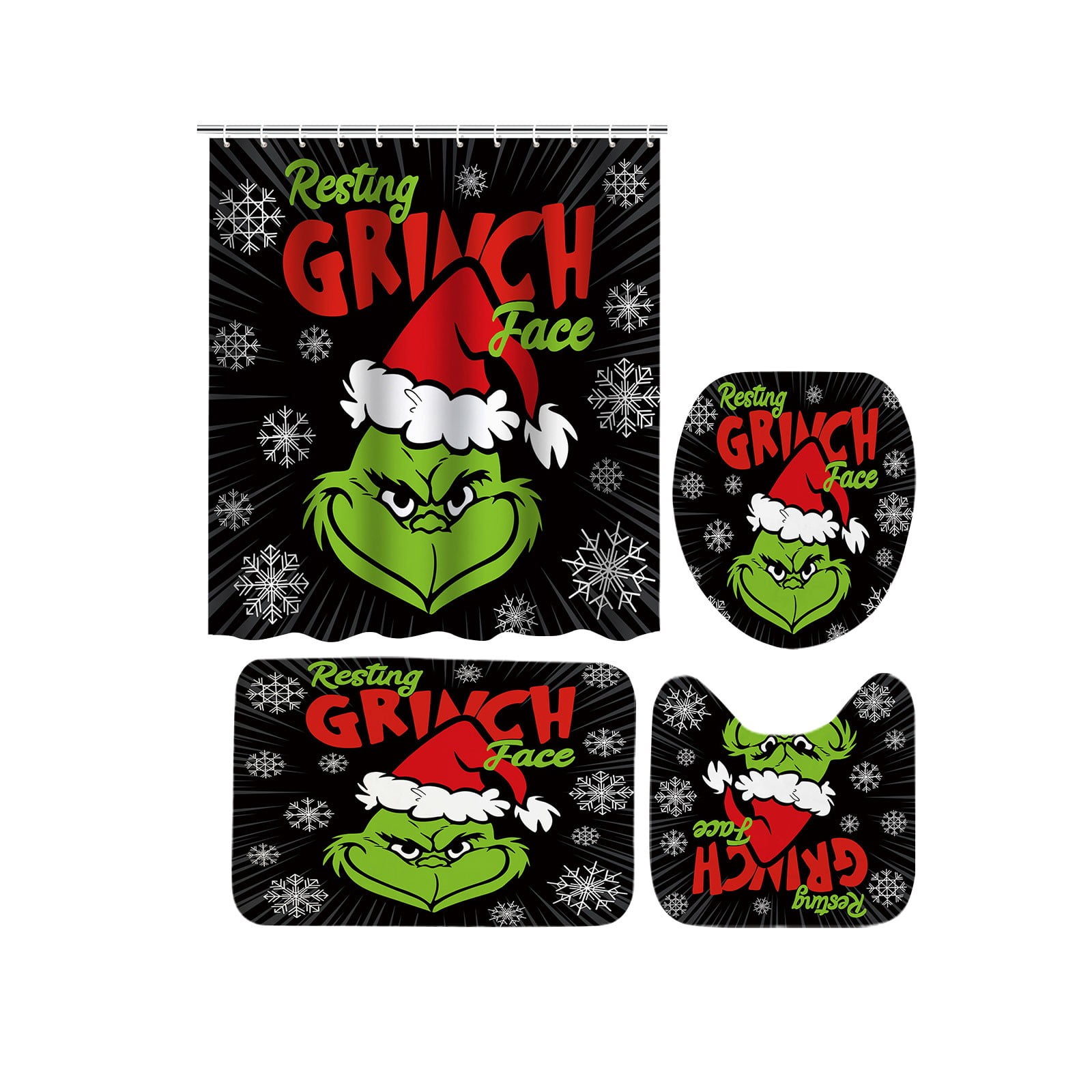 Grinch Shower Curtain,Christmas Bathroom Set,Grinch Shower Curtain