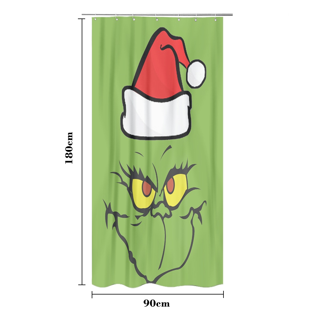Grinch Shower Curtain,Merry Christmas Farmhouse Grinch Print Holiday