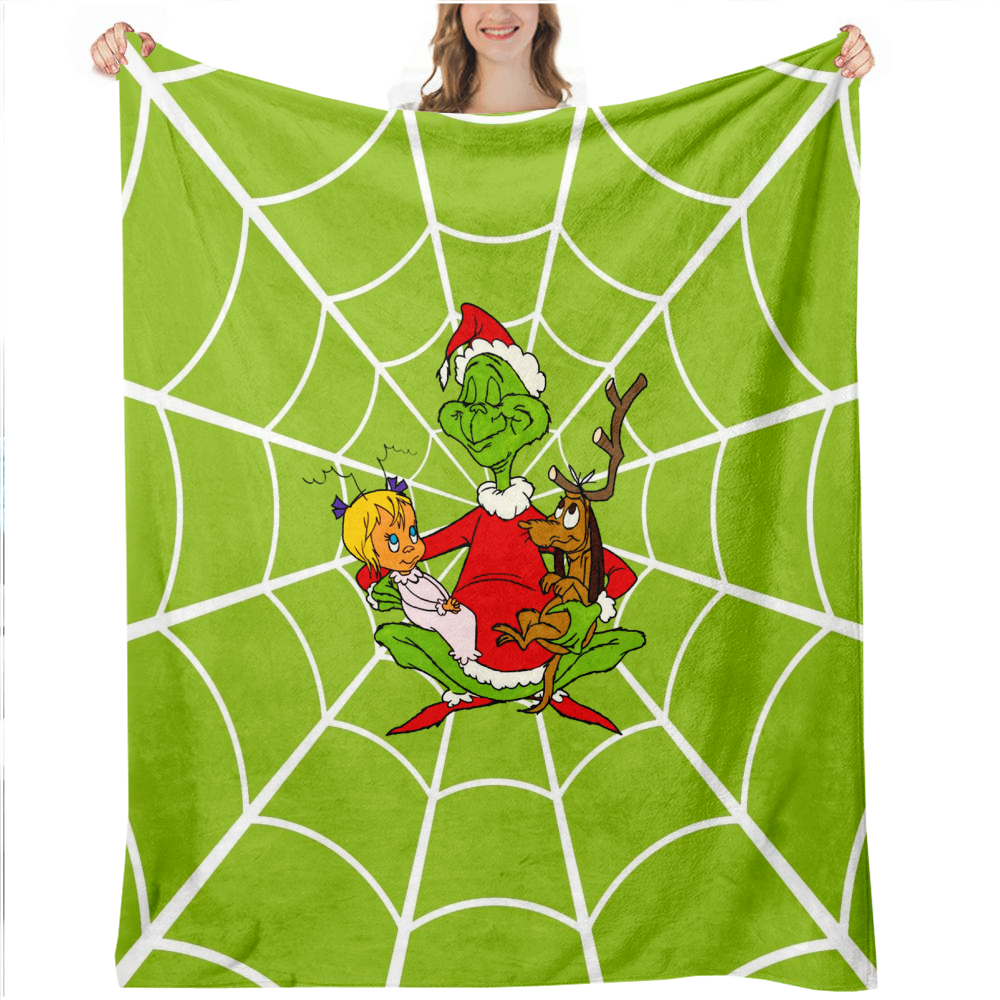 Grinch Spider  Pattern Fleece Thick Warm Blanket for Couch Chair or
