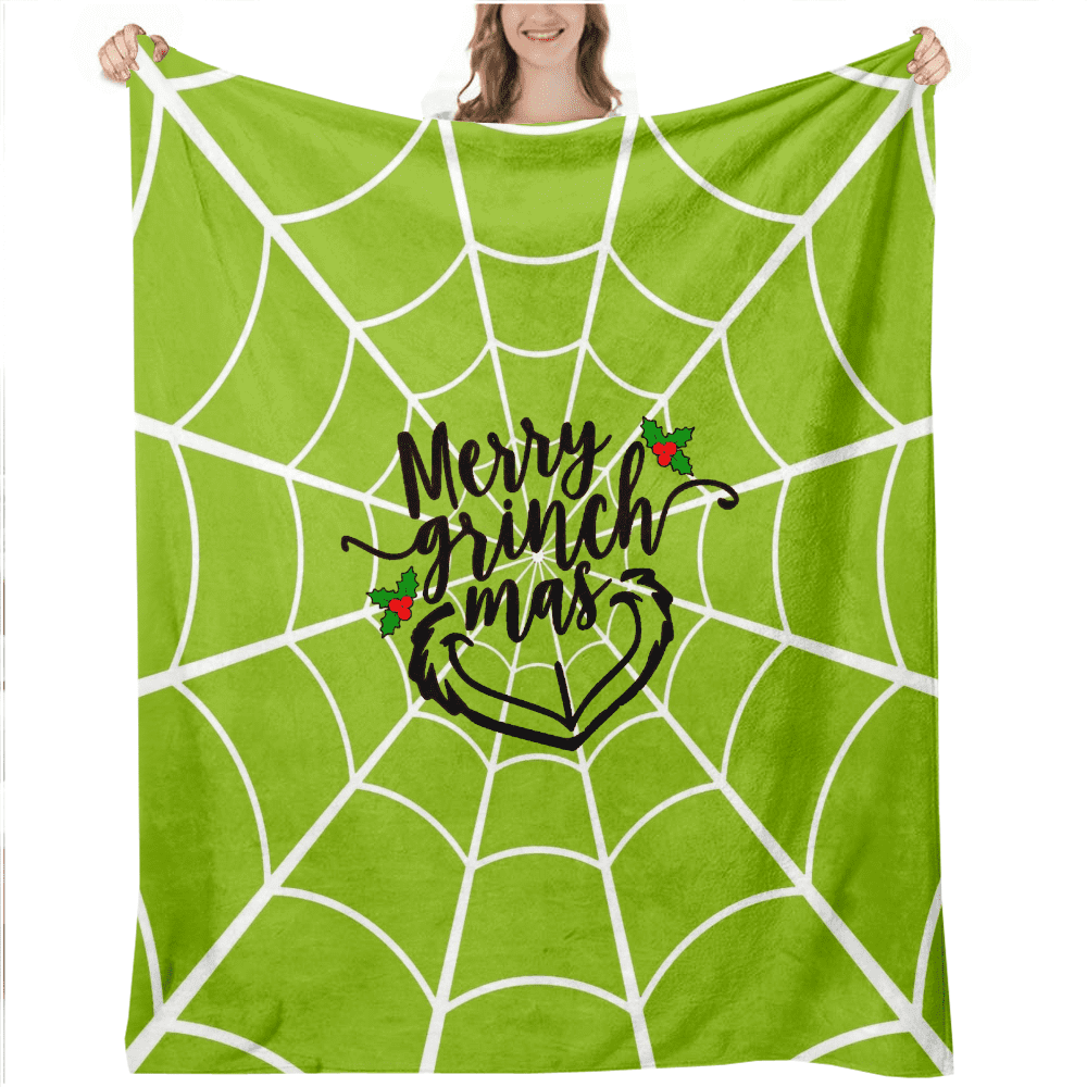 Grinch Spider  Pattern Throw Blanket Flannel Blankets for Bed or