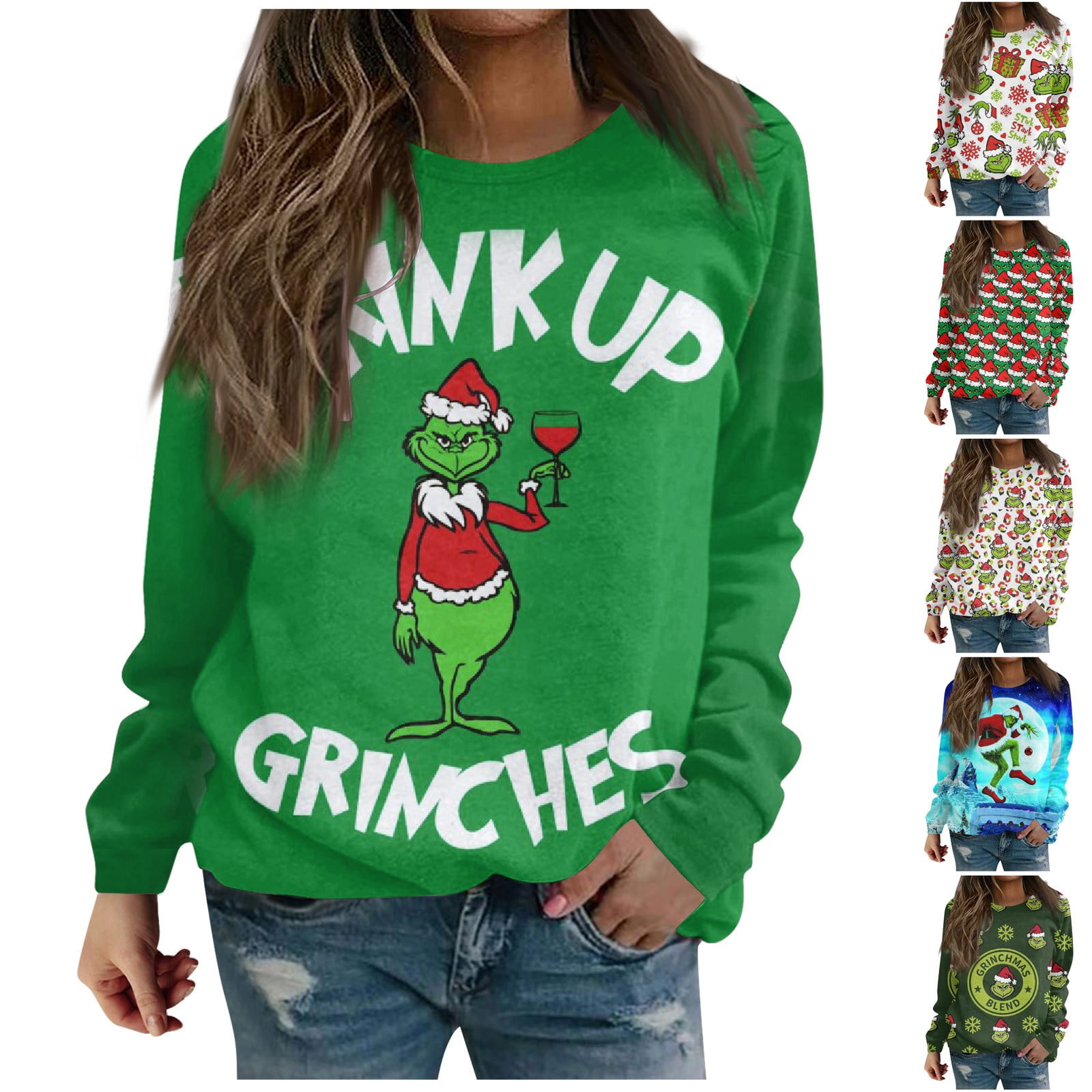 Grinch Sweater Women MIARHB Women's Oversized Fashion Christmas Grinch ...