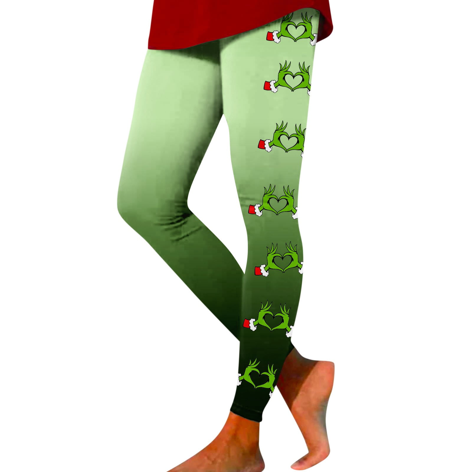 Grinch Sweatpants Christmas Grinch Printed Leggings Women's High Waist