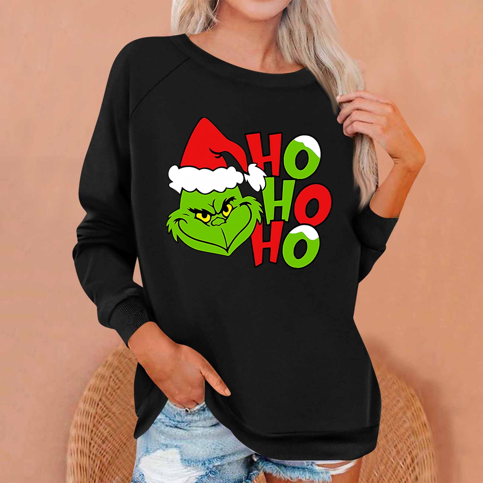 Générique Pull Tunique Femme De Noël Sweat Noel Rigolo Chemise Sweatshirt Col En Rond Christmas Shirts Manches Longues Haut Haut Femme Manche Longue Pull Femme Pull En Tricot Pour Femme