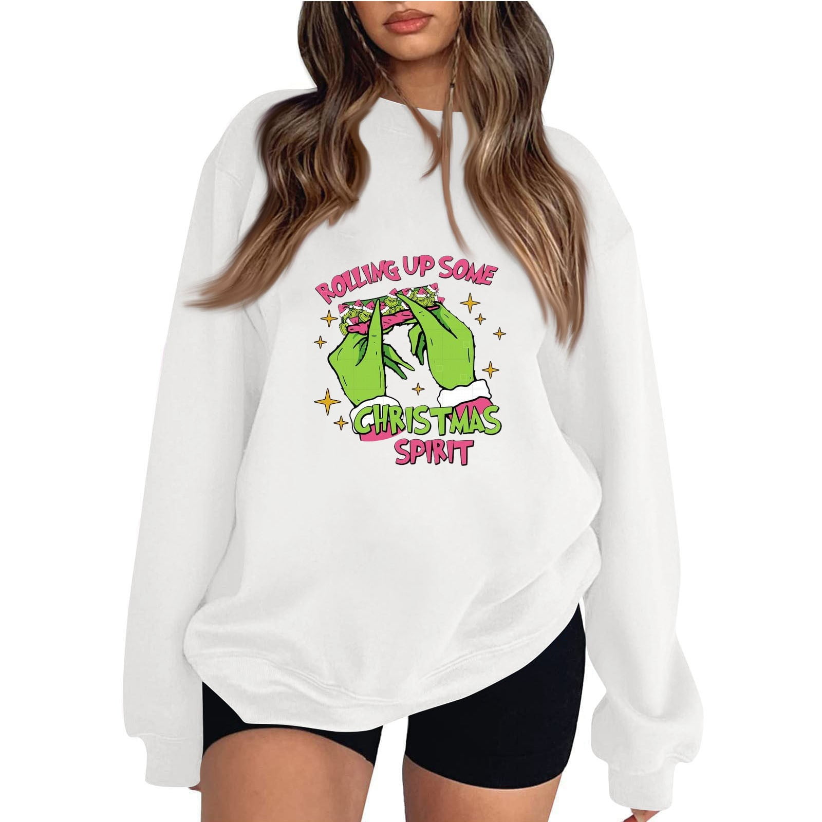 Grinch Sweatshirt Women's Fashion Casual Long Sleeve Solid Color Hoodie ...