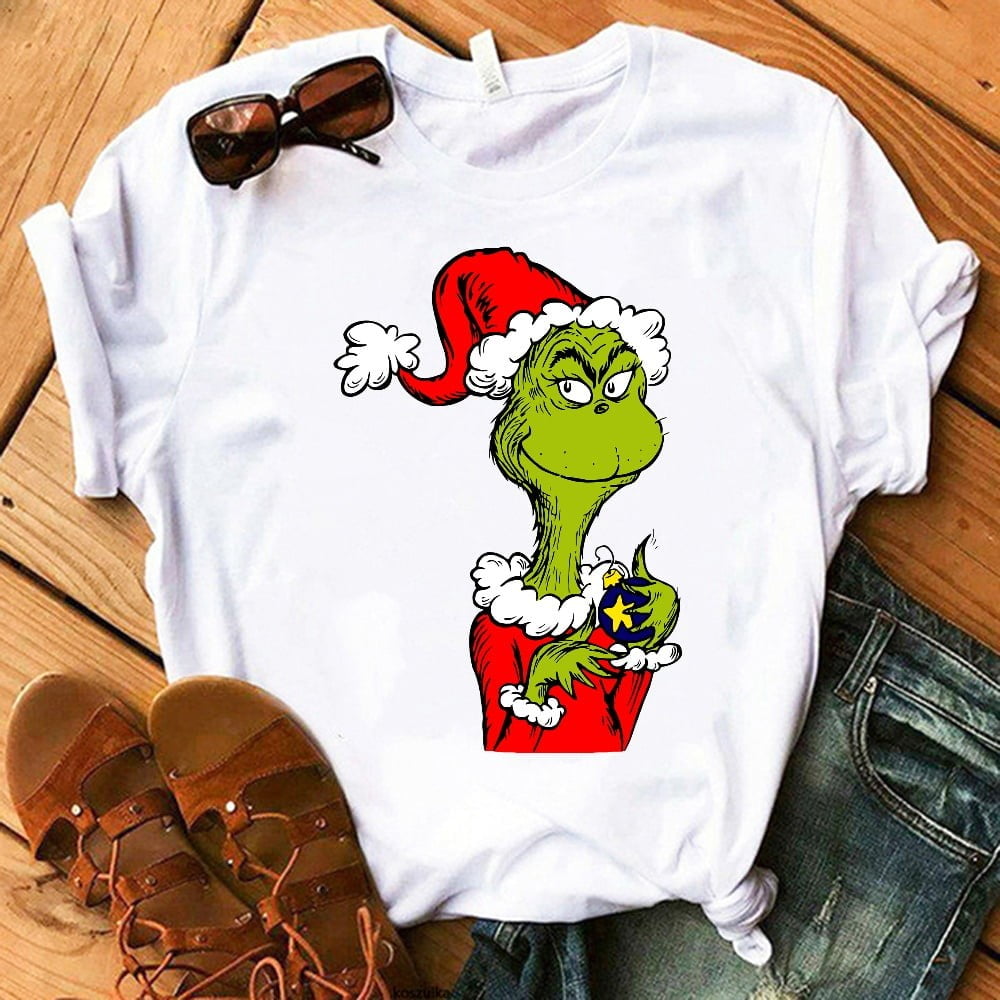 Grinch T-shirt Merry Christmas Men/Women Unisex Fashion T Shirt Casual Short Sleeve Cute Xmas Shirt Christmas Tee Family Shirts Women's Holiday Tshirt Party Lover Gift