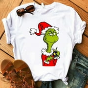 KYGABAK Grinch T-shirt Merry Christmas Men/Women Unisex Fashion T Shirt Casual Short Sleeve Cute Xmas Shirt Christmas Tee Family Shirts Women's Holiday Tshirt Party Lover Gift