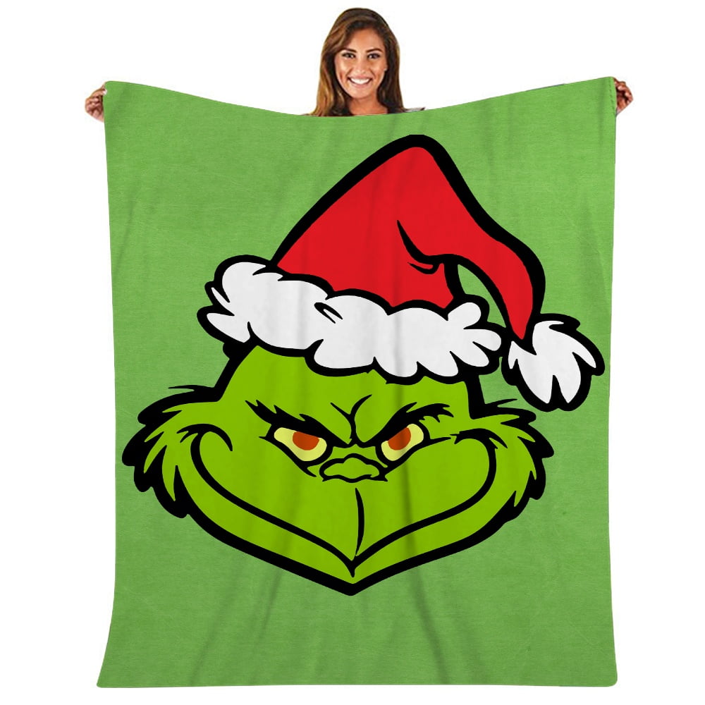 Grinch Throw Blanket, Funny Throw Blankets for Preschool Toddler Boys Girls (51x59inch