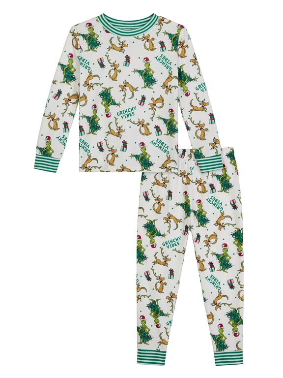 Grinch Toddler Long Sleeve Sleep Top and Sleep Pants, 2-Piece, Sizes 12M-5T