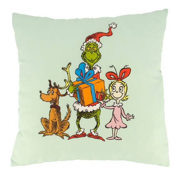 Infantino the Grinch Soft Pillow, Reversible Holiday Pillow with Cindy-Lou Who & Max for Babies & Toddlers