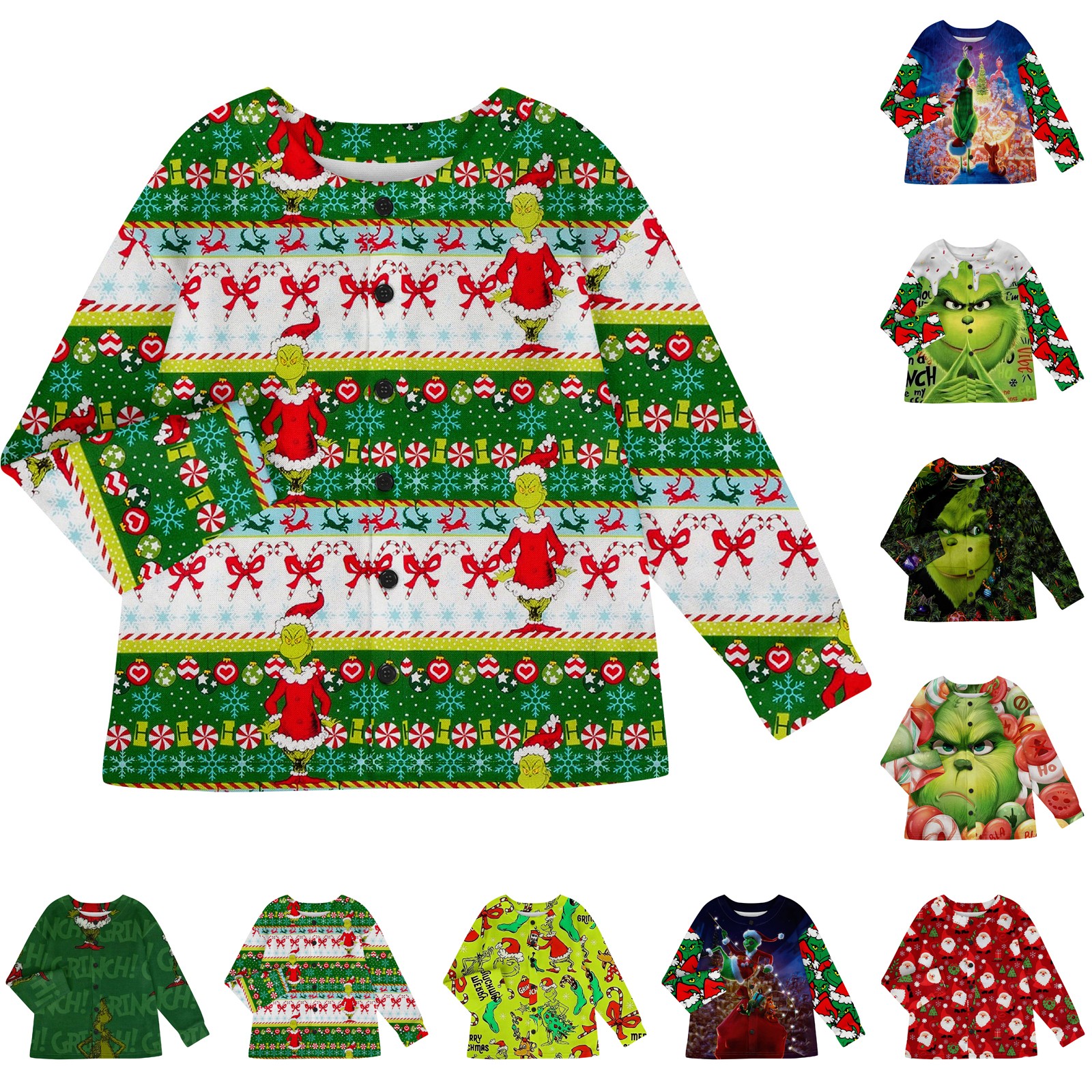 Grinch Tops Grinch Suits for Womens,Women's Fashion Winter Long Sleeve