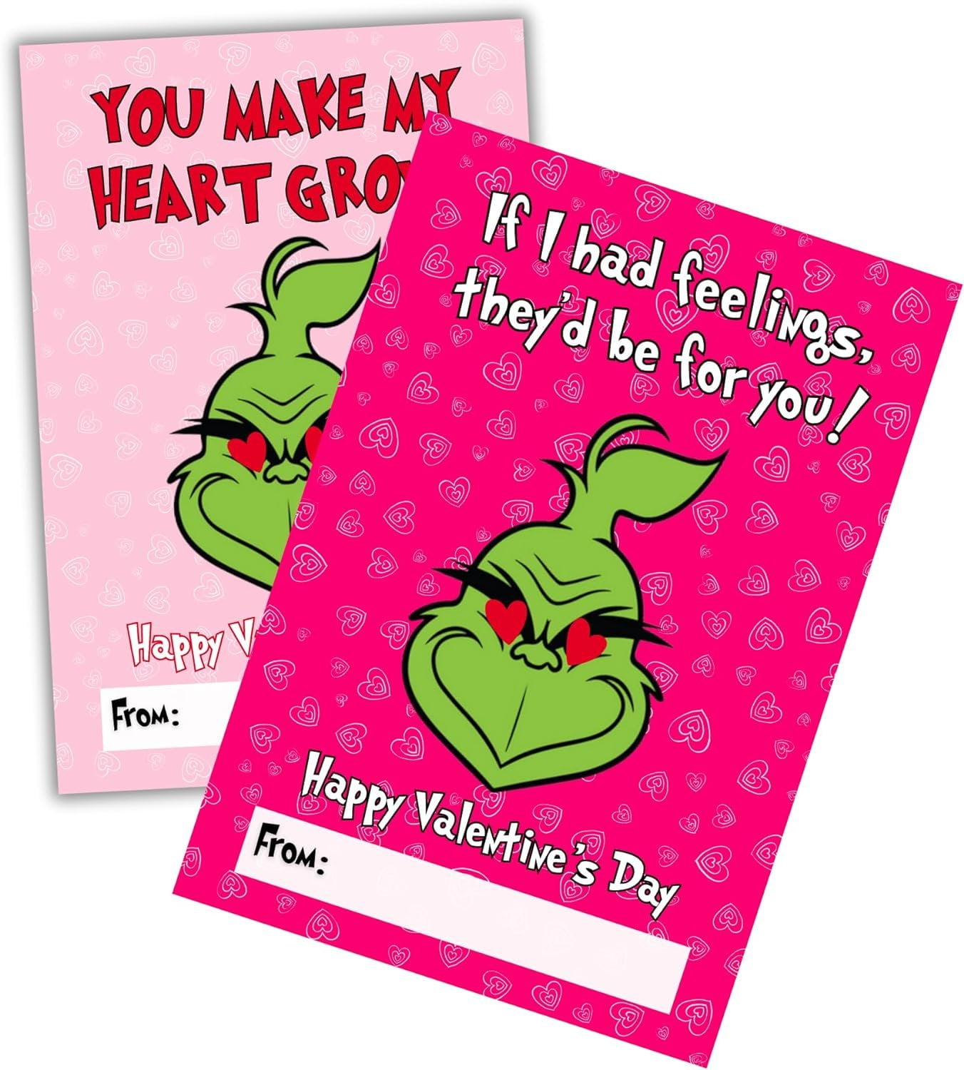 Grinch Valentines Day Class Cards 30 pack 4x6 inches for Kids School Be ...