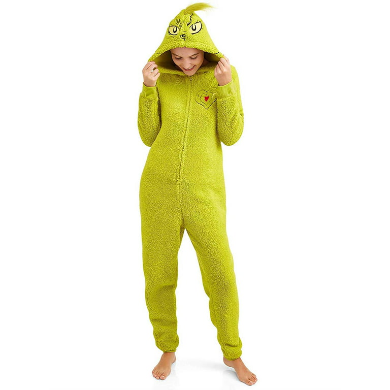 Grinch Women's Licensed Sleepwear Adult Costume Union Suit Pajama (XS-3X),  Grinch, Size: Small 