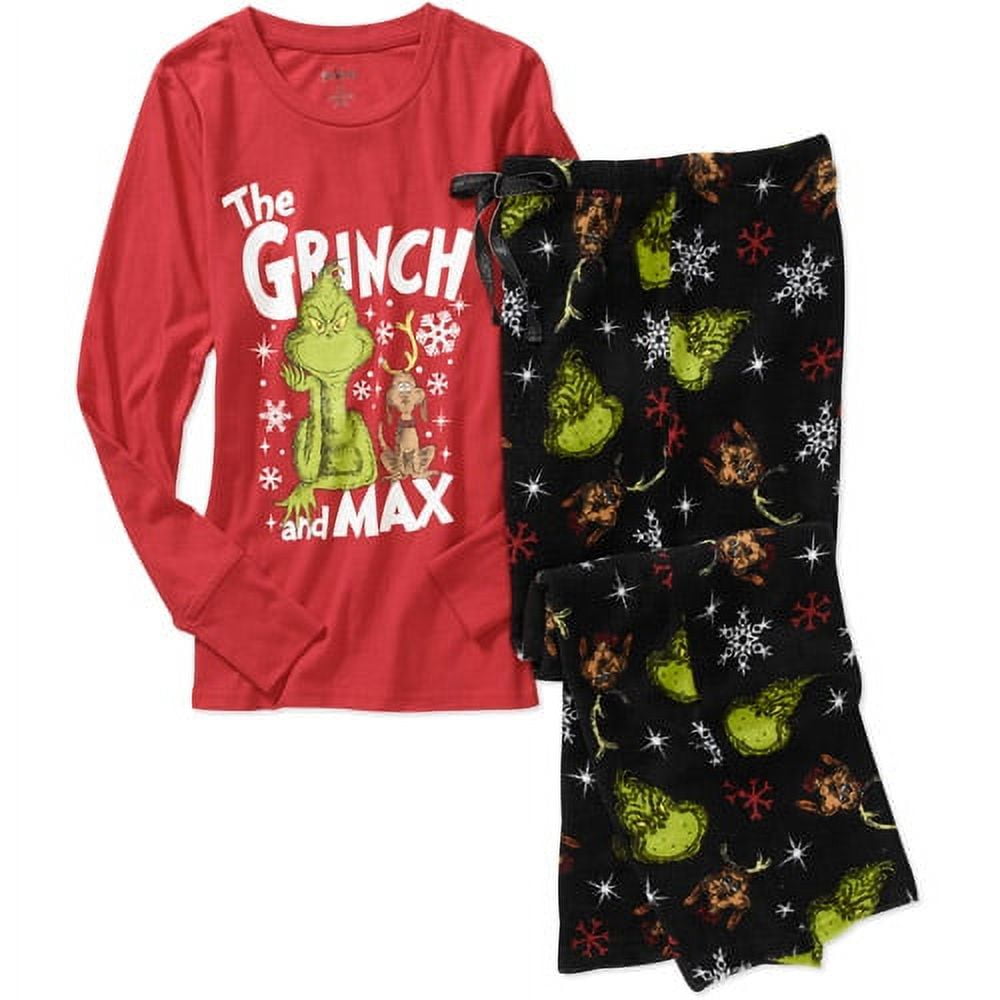 Grinch Women's Plus Knit Shirt and Fleece Sleep Pants PJ Set - Walmart.com