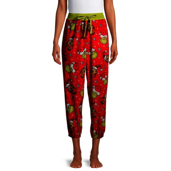 Grinch Women's and Women's Plus Velour Pajama Joggers