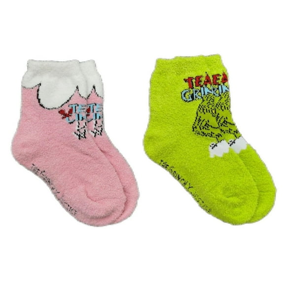 Grinch x Justice Girl's Cozy Socks, 2-Pack, Sizes S/M & M/L
