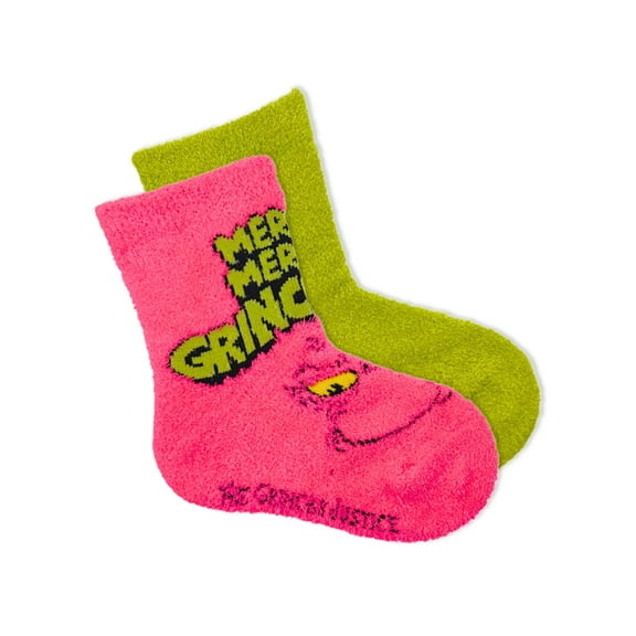 Grinch x Justice Girls Cozy Socks, 2-Pack, Sizes S/M-M/L