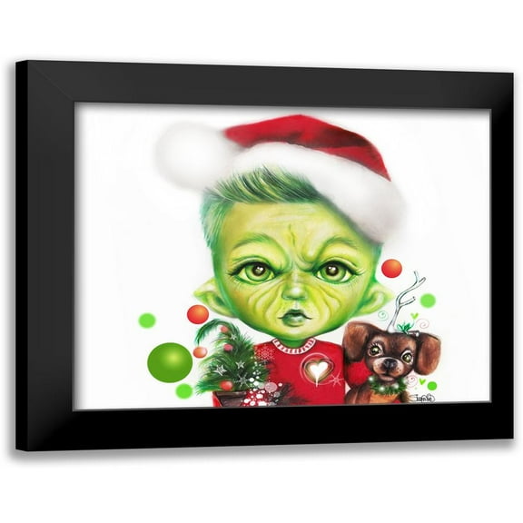 Grinchie Guy - MunchkinZ Elf 14x12 Black Modern Framed Museum Art Print Titled - Sheena Pike Art And Illustration
