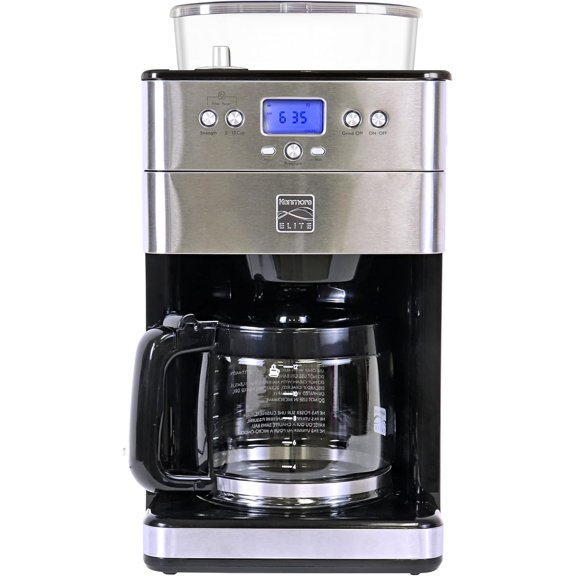 Grind and Brew Coffee Maker with BuiltIn Burr Grinder, Automatic Drip Machine, 12Cup Programmable Brewer, BeantoCup Cafetera, Stainless Steel Coffee Maker for Home & Office